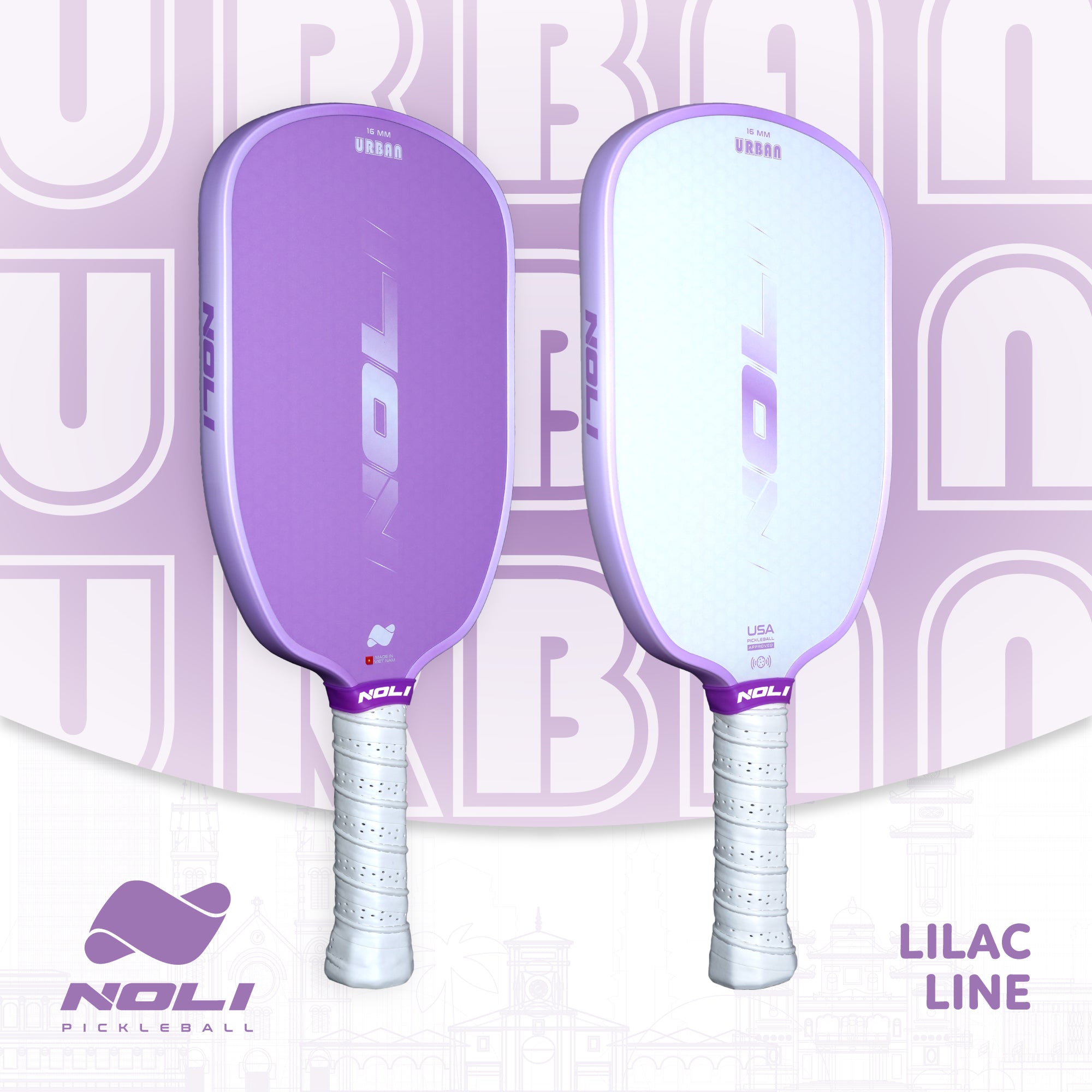 NOLI URBAN Pickleball Paddle – Lilac Line | Fiberglass Crystal Tough | Control Paddle