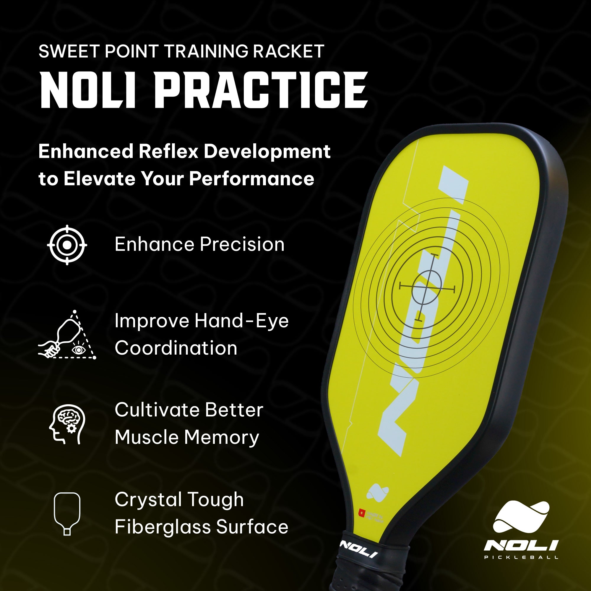 NOLI PRACTICE - Sweet Spot Training Pickleball Paddle - 14mm