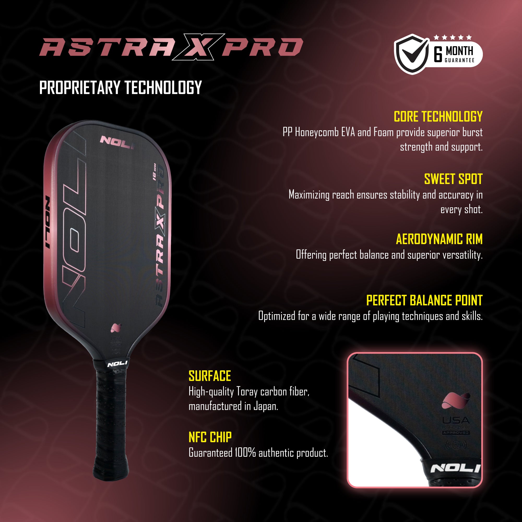 NOLI ASTRA X PRO Pickleball Paddle - Sakura Pink