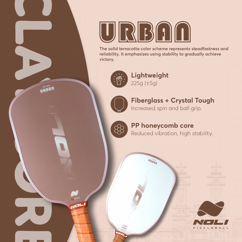 NOLI URBAN Pickleball Paddle – Clay Core – Excellent Control & Spin | Fiberglass Crystal Tough