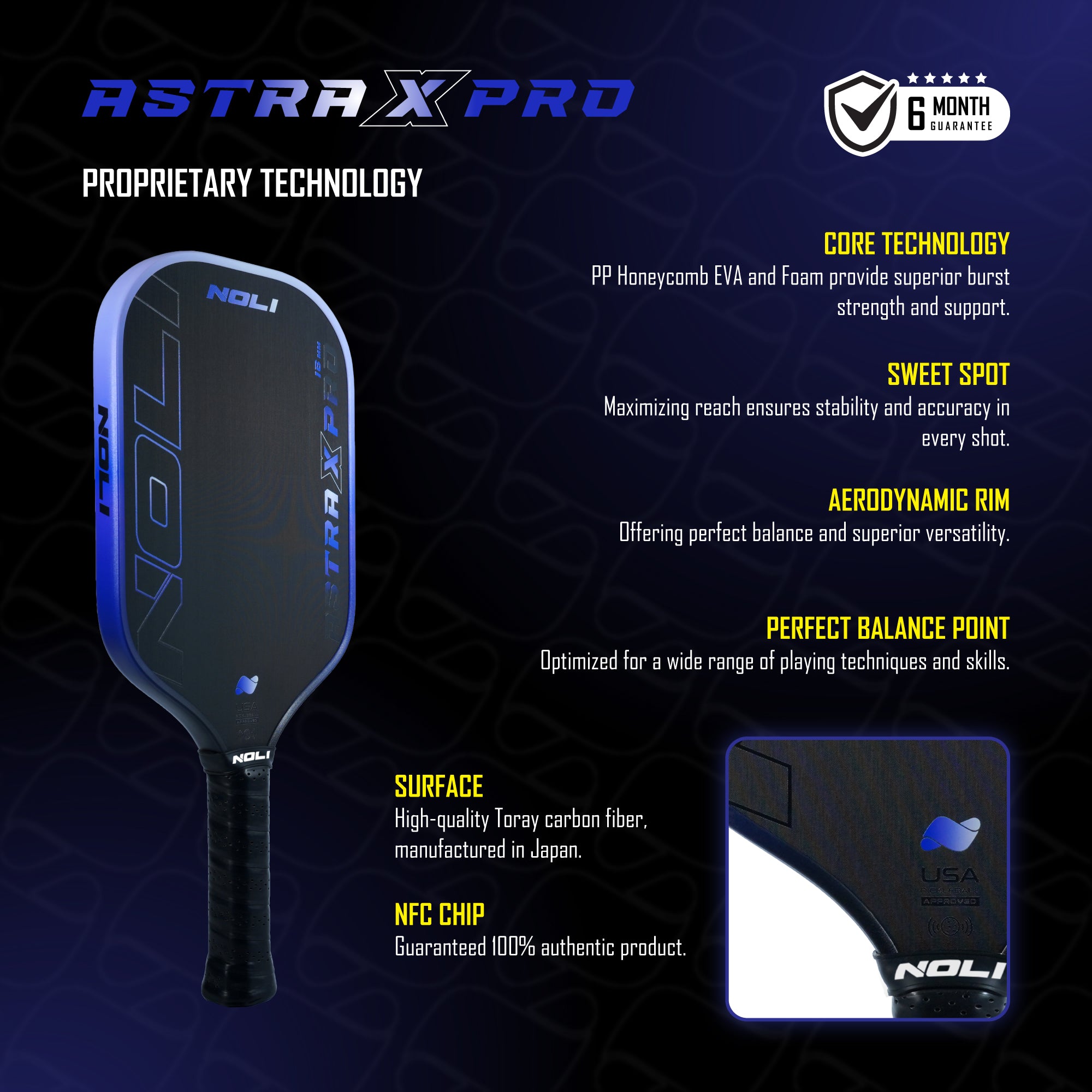 NOLI ASTRA X PRO Pickleball Paddle - Sonic Blue