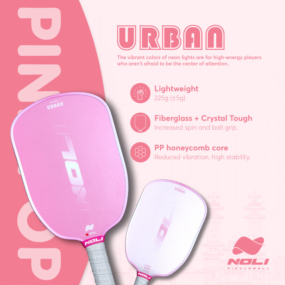 NOLI URBAN Pickleball Paddle – Pink Pop | Fiberglass Crystal Tough