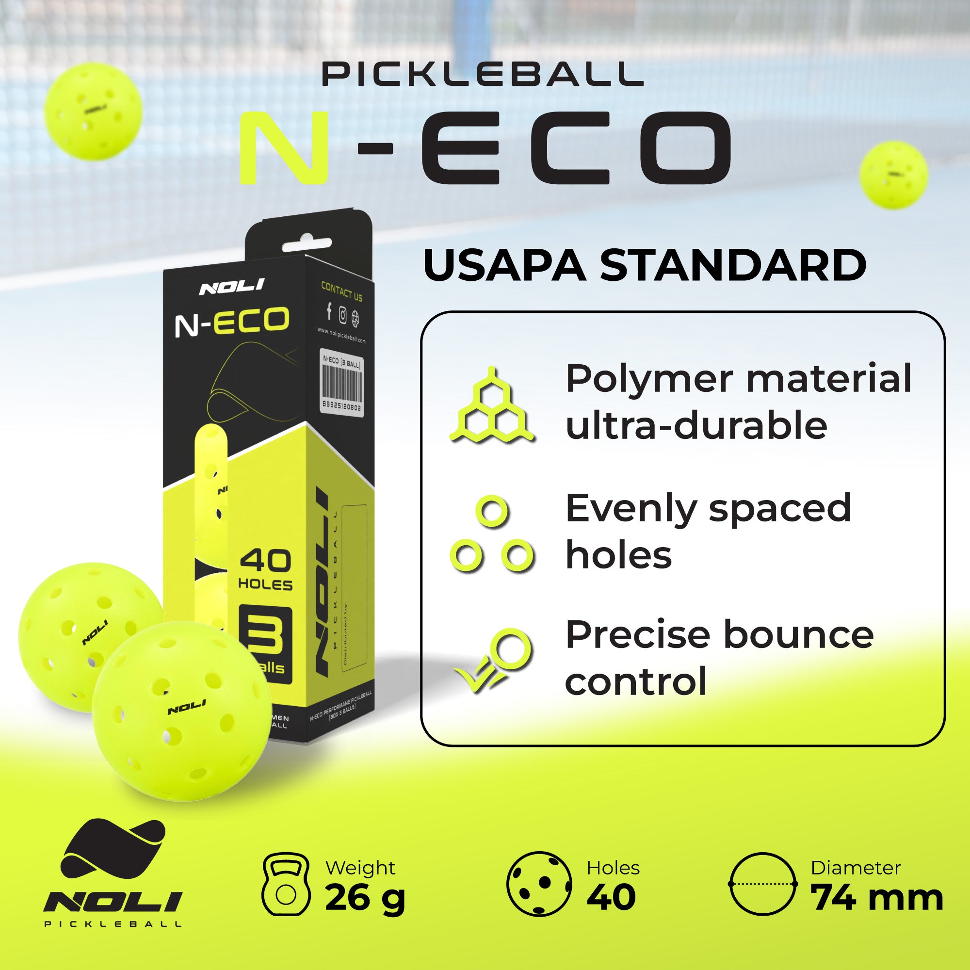 Pickleball Ball N-ECO – Tournament Standard 40 Holes