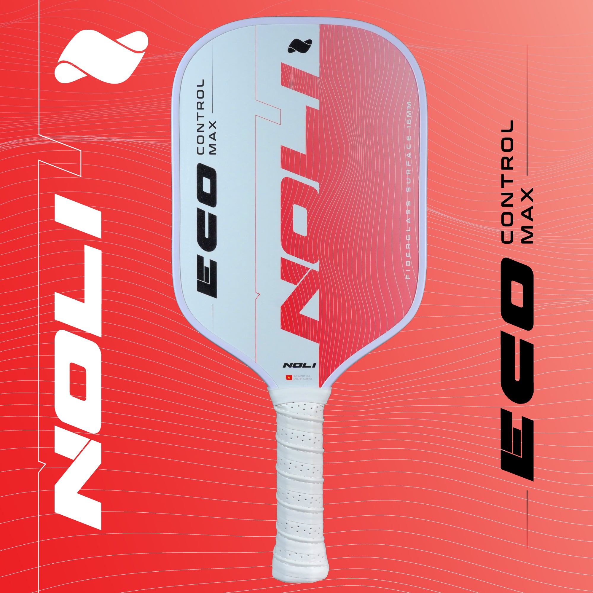 NOLI ECO CONTROL MAX PICKLEBALL PADDLE – ELITE CONTROL – STRONG SPIN – SOFT TOUCH FEEL - RED PULSE
