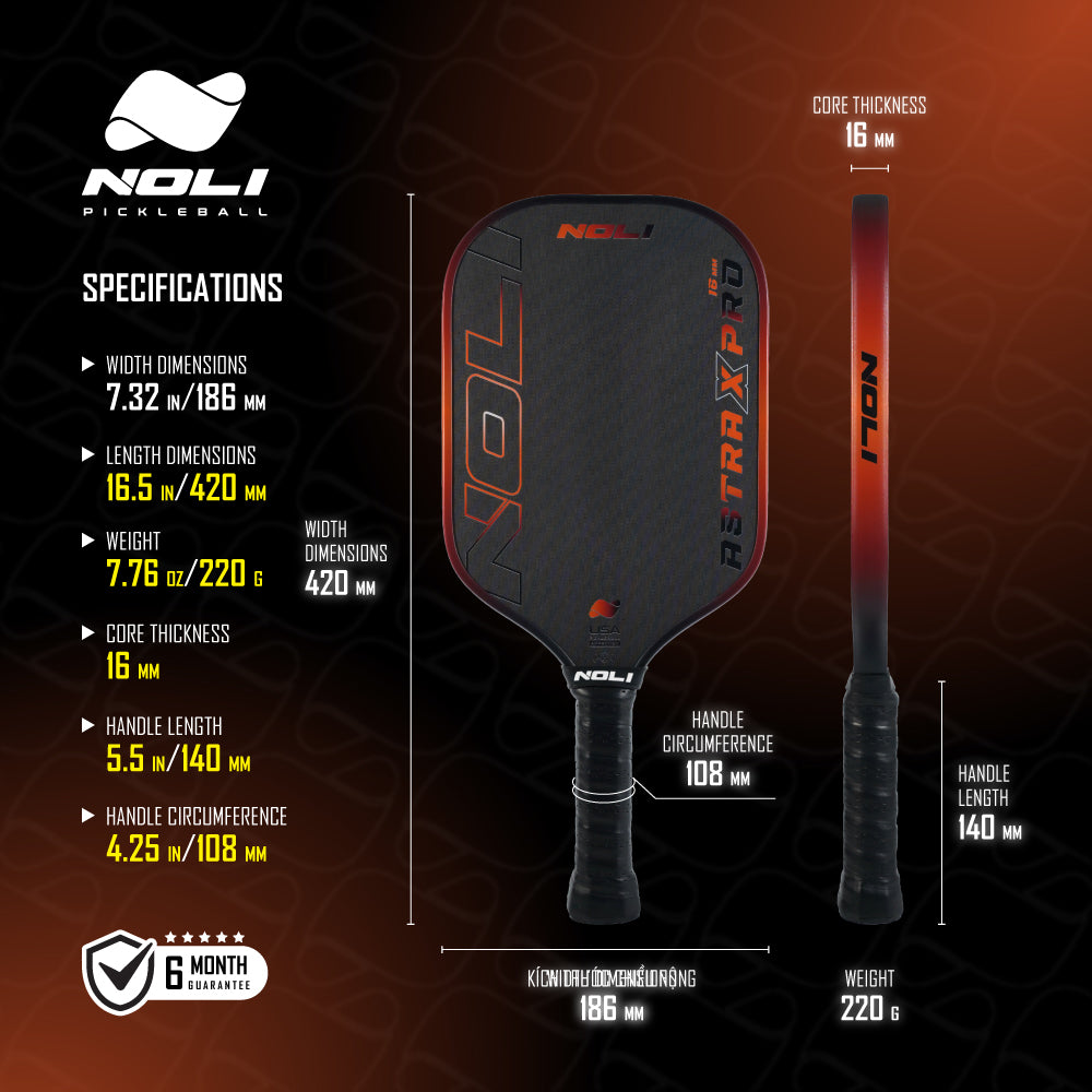 NOLI ASTRA X PRO Pickleball Paddle - Inferno Orange