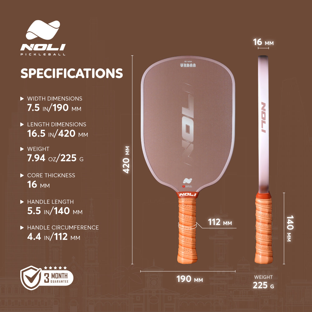 NOLI URBAN Pickleball Paddle – Clay Core – Excellent Control & Spin | Fiberglass Crystal Tough
