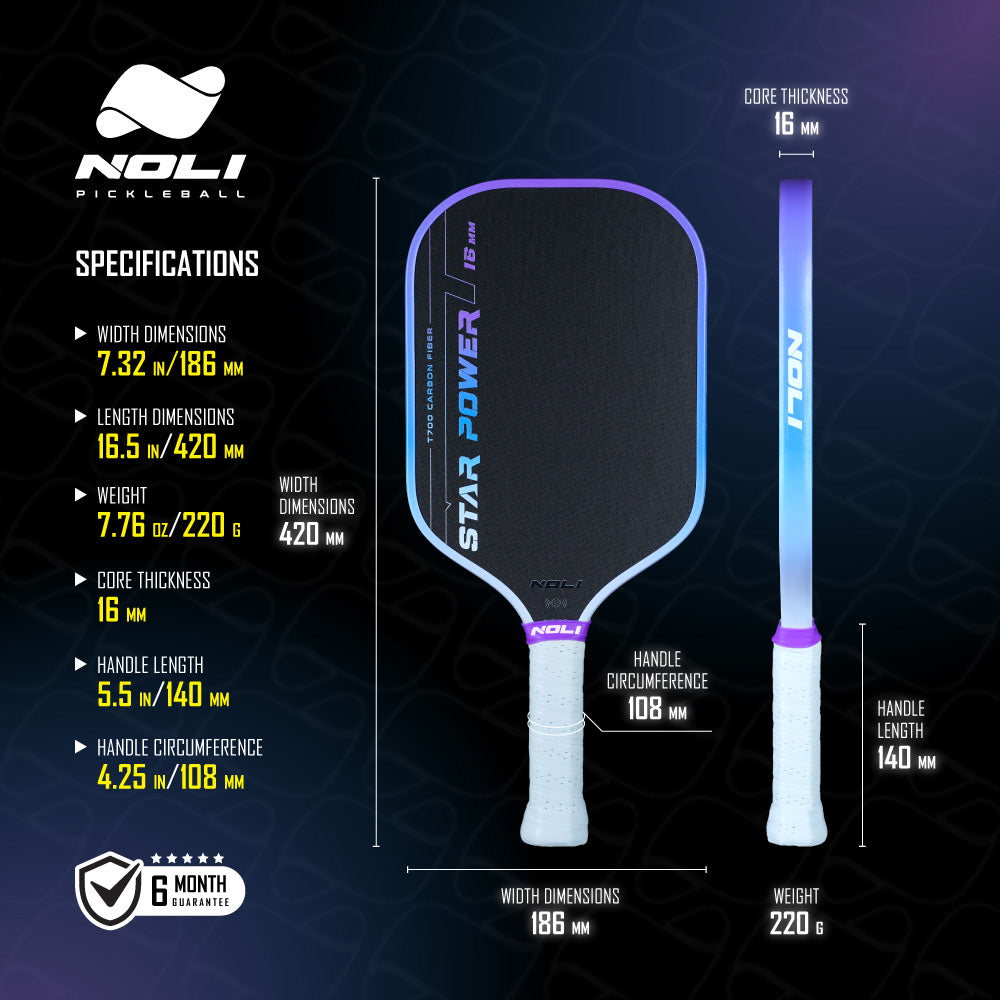 NOLI Star Power Pickleball Paddle - Vision Blue - 16mm