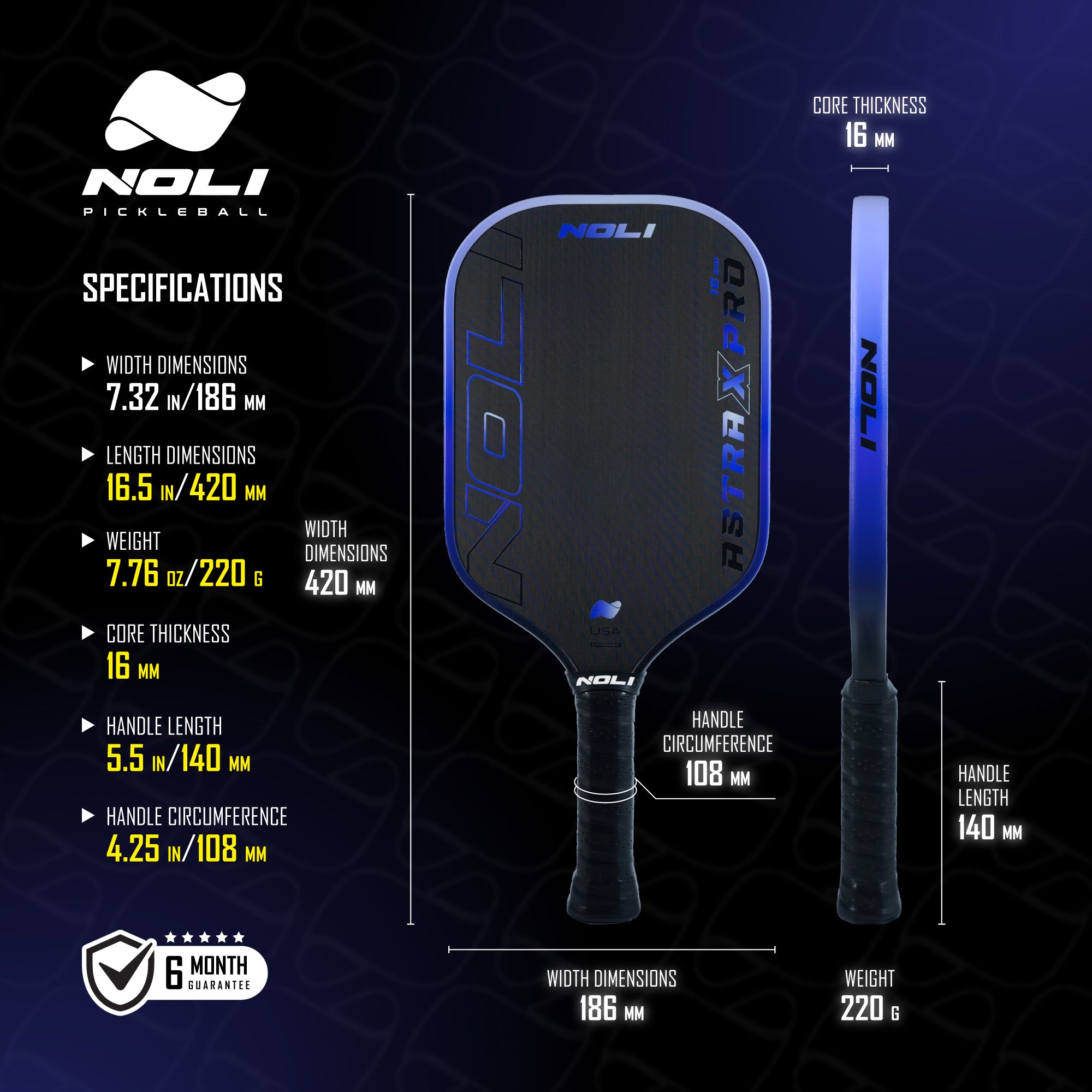 NOLI ASTRA X PRO Pickleball Paddle - Sonic Blue