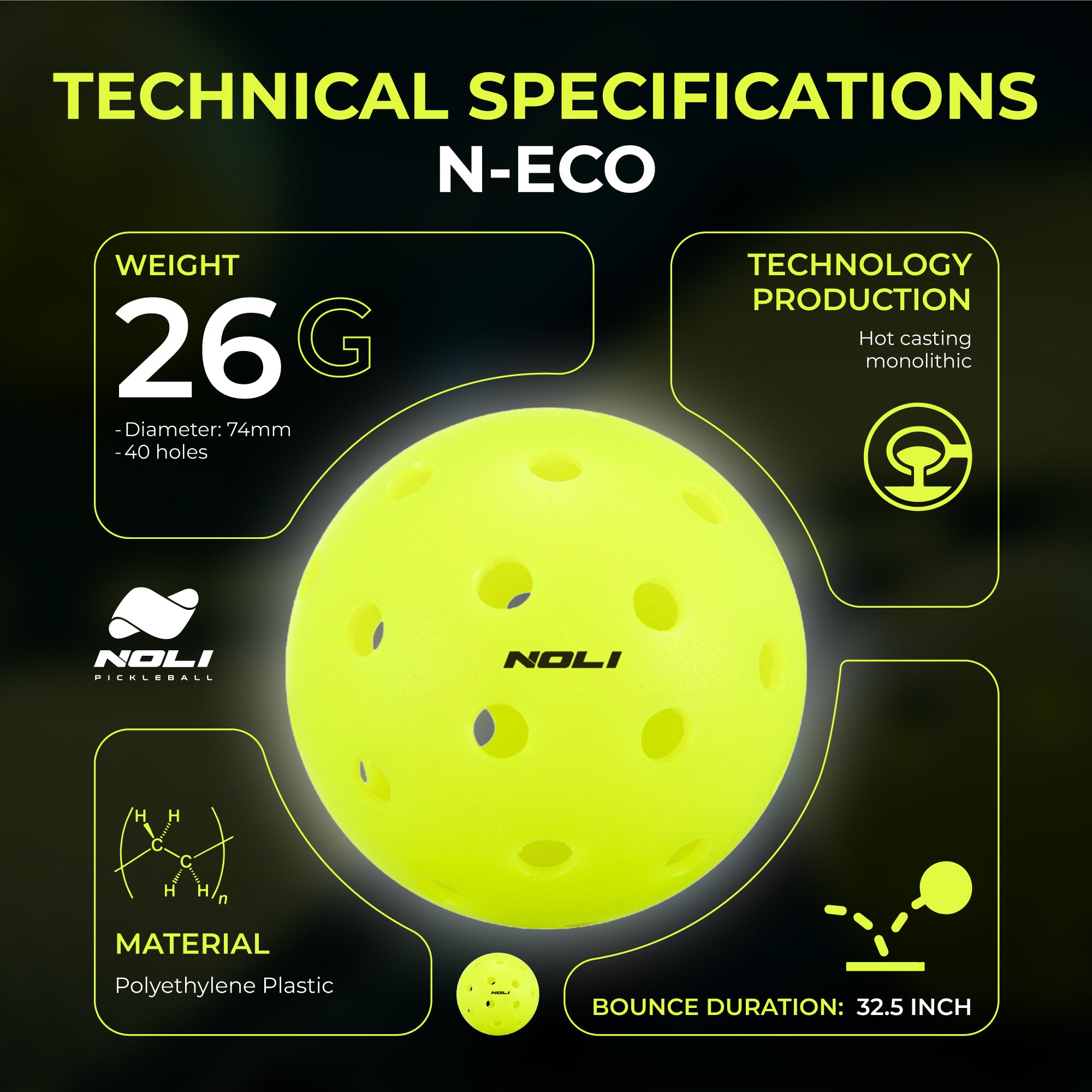 Pickleball Ball N-ECO – Tournament Standard 40 Holes
